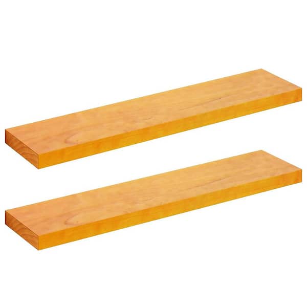 36 in. W x 8 in. D Bright Orange Floating Shelves Decorative Wall Shelf (Set of 2)