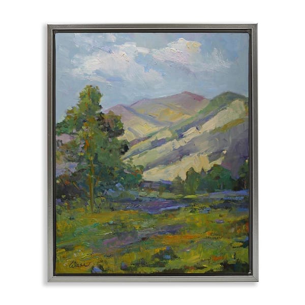 Stupell Industries Spring Day Mountain by Alexi Fine Gray Floater Frame Nature Graphic Art Print 21 in. x 17 in.