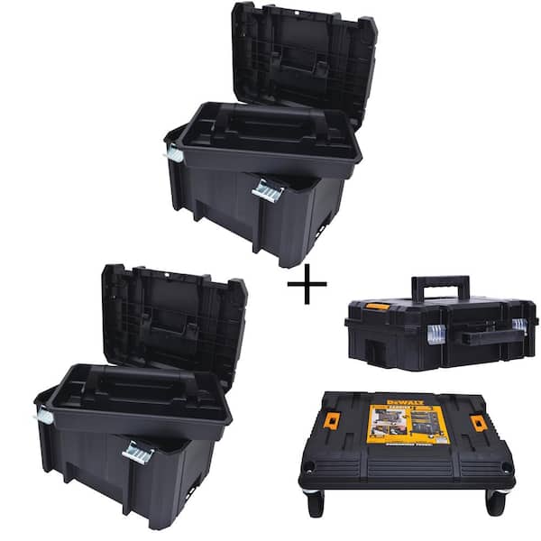 TSTAK VI 17 in. Deep Tool Box (2 Pack), TSTAK II Flat Top Storage Case and TSTAK Cart Storage System