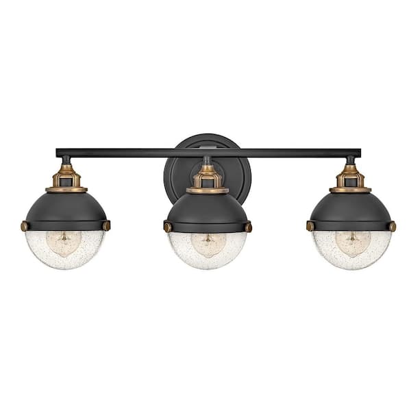 Fletcher 25.0 in. 3 Light Black Vanity Light