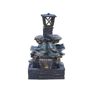 Bronze Waterfall Fountain-Kids Reading with Lamp 2 LEDs