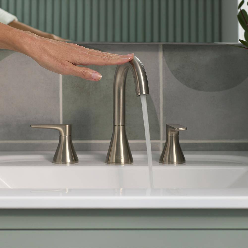 Brushed Nickel 8-Inch Widespread Bathroom Faucet with Drain Assembly
