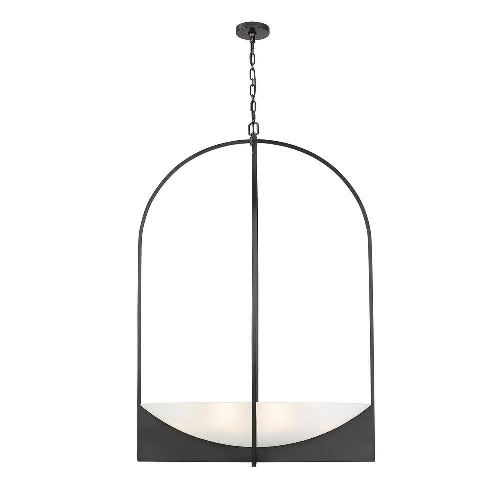 Matte Black Steel 8-Light Cage Chandelier