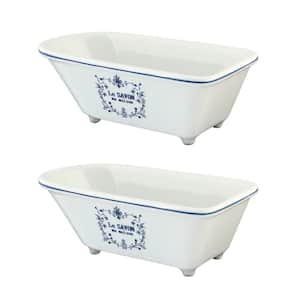 Classic Bathtub Countertop Soap Dish in White (2-pieces)