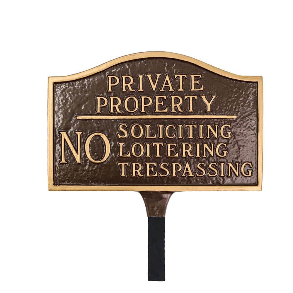 Private Property, No Soliciting, No Loitering Small Statement Plaque with Lawn Stake - Oil Rubbed/Gold price history on PriceWatchPro