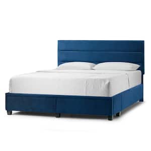 Arnia Navy Blue Queen Bed Captain's Bed with 2-Storage Drawers