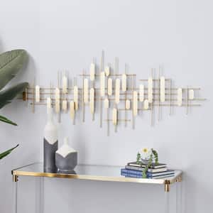 25 in. x 58 in. Gold Metal Contemporary Wall Decor