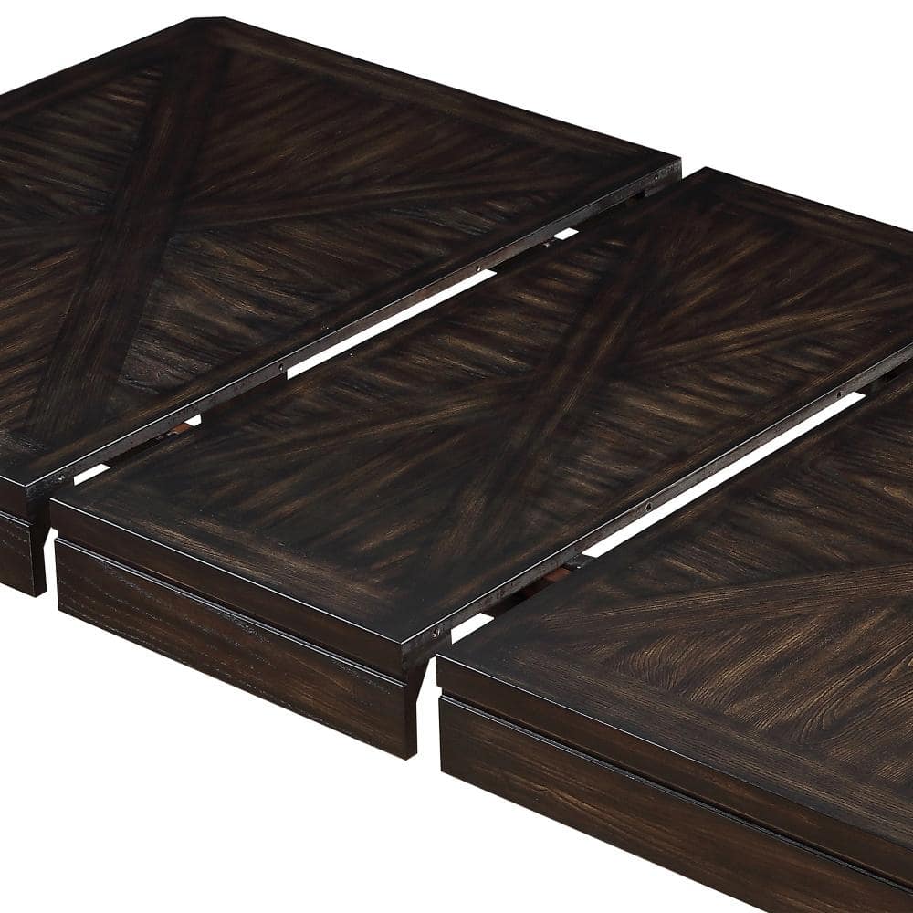 Espresso Extendable Wood Dining Table with Locking Leaf
