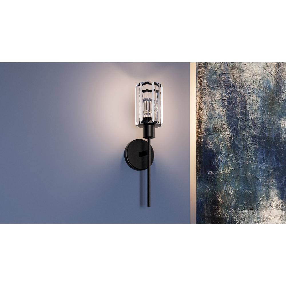 Matte Black Crystal Glass Dimmable Electric Wall Sconce
