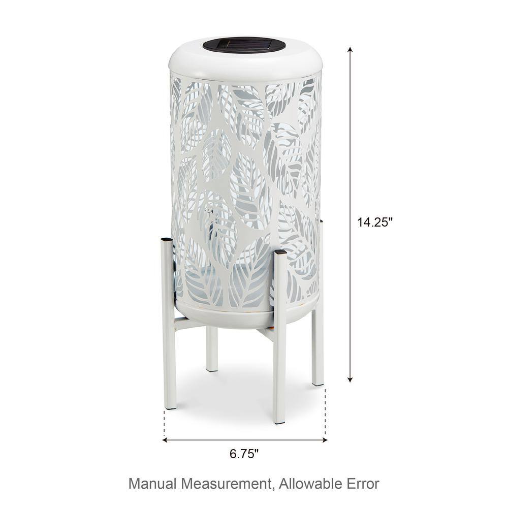 White Metal Cylinder Boho-Chic Solar Powered LED Lantern Set