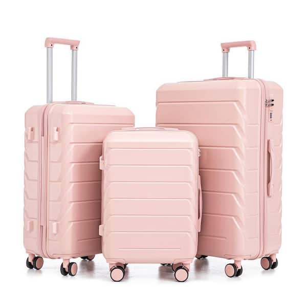 ローマピンク 新品未使用セット INNOBULE 3 Piece Pink ABS Plastic Hardside Spinner Wheels Luggage