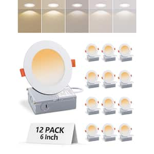 6 in. Canless Ultra-Thin 12-Watt Adjustable 5 CCT Remodel Integrated LED Recessed Light Kit (12-Pack)