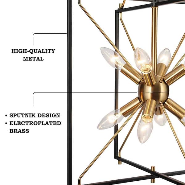 注目ショップ・ブランドのギフト Zevni Farmhouse Modern Chandelier, Island Gold Brass 8-Light ライト・ランタン