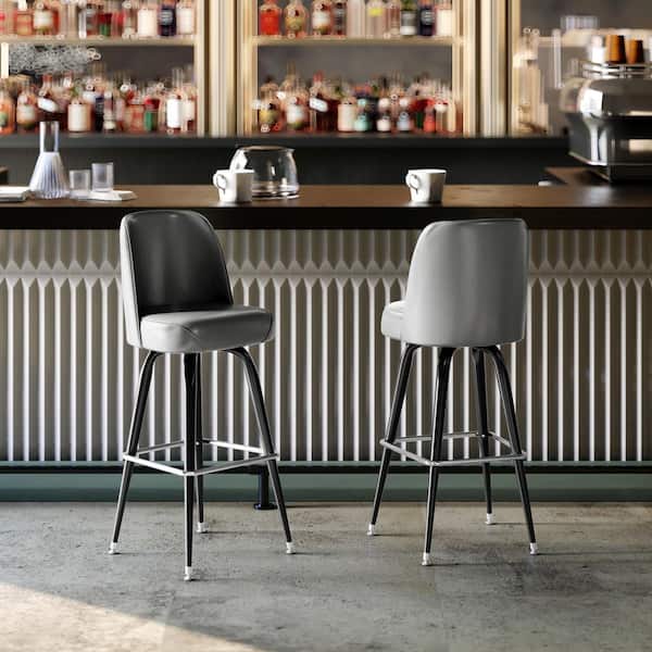 Carnegy Avenue James 2-Pack Commercial Grade 31 in. Metal Barstool with Gray Swivel Bucket Seat