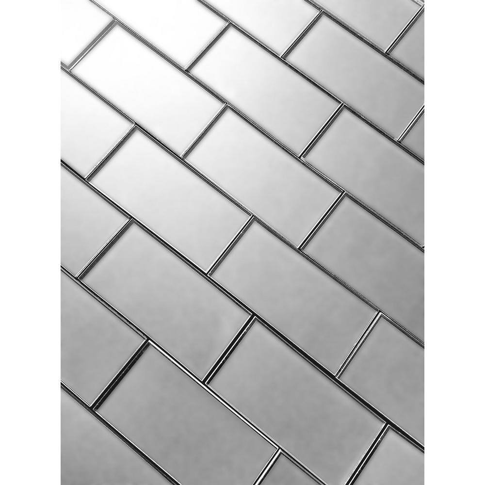 Eternal Silver Matte Glass 3x6 Subway Wall Tile