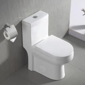 12 in. Rough in Size 1-Piece 0.8/1.28 GPF Dual Flush Elongated Toilet in White Seat Included
