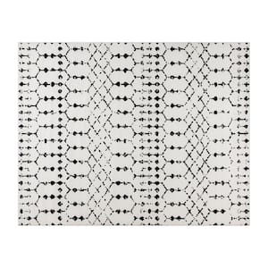 Ivory and Black 8 ft. x 10 ft. Geometric Style Modern Bohemian Design Area Rug