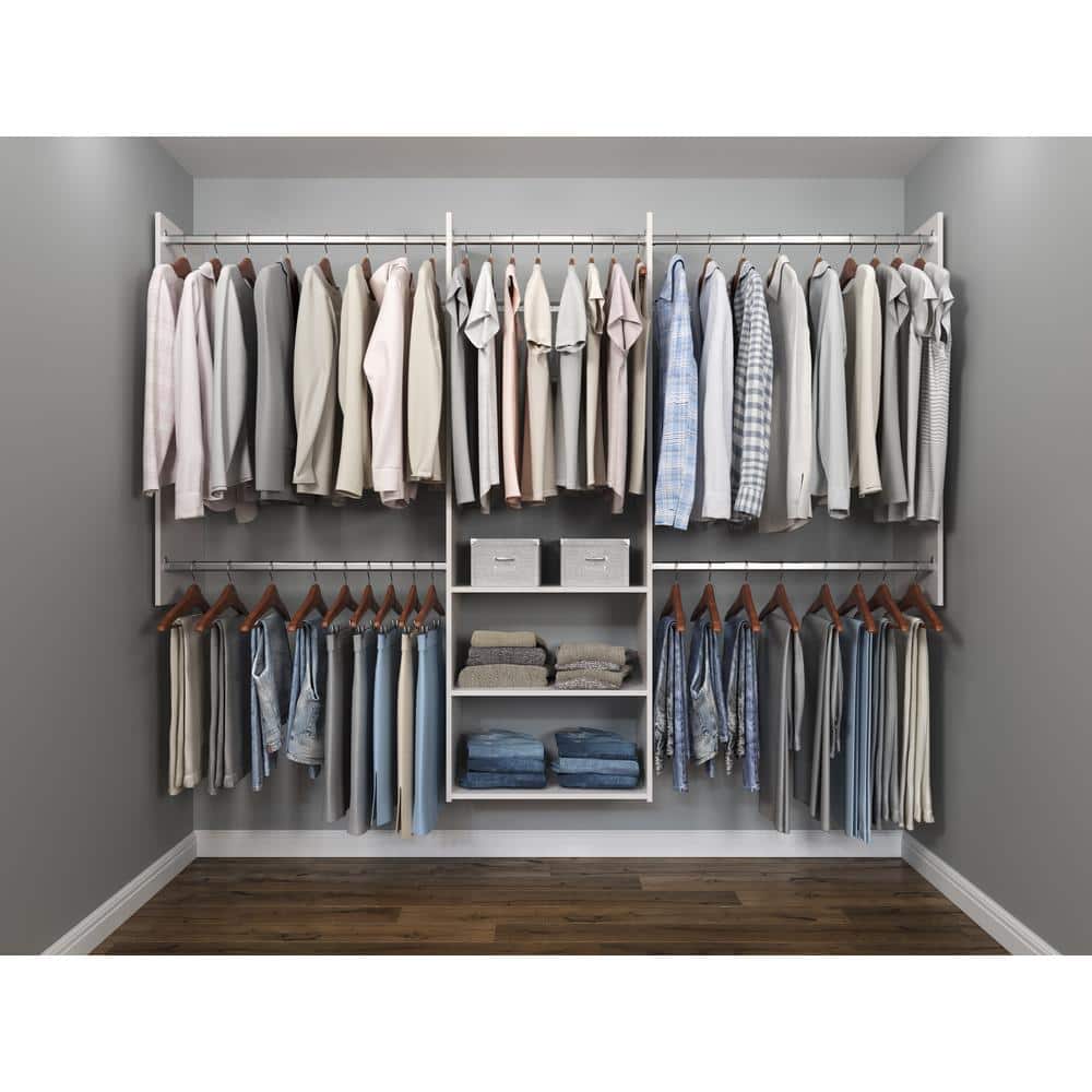 Vertical Closet Organizer 24" Shelf Storage System Clothes Shelves Rods White 