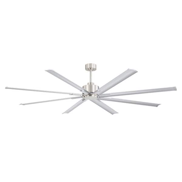 Melissa 84 in. (7 ft.) 6 Fan Speeds Industrial Satin Nickel Ceiling Fan w/ Aluminum Blades and Remote Included No Light