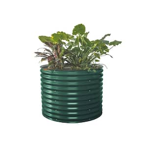 32 in. Extra-Tall x 42 in. Round British Green Metal Raised Garden Bed Kit