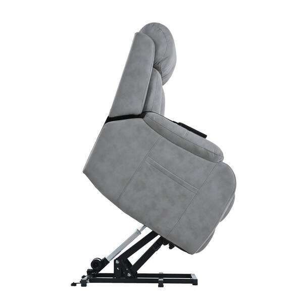 Merax Light Gray Polyester Power Lift Recliner with Remote