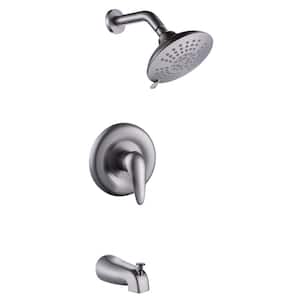 Single-Handle 5-Spray Round Shower Faucet with Tub Spout in Brushed Nickel (Valve Included)