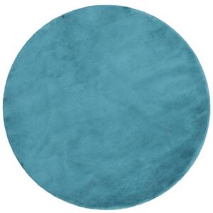 Opal Crest Modern Glam Faux Fur Solid Shag Light Blue 3 ft. 11 in. Round Area Rug