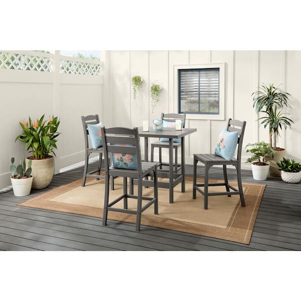 Seaside Bluff 5-Piece HDPE All-Weather Outdoor Counter Height Dining Set Gray