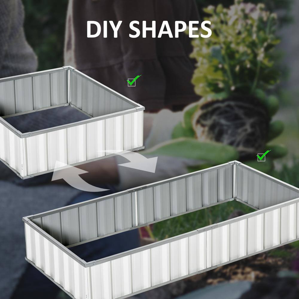 White Galvanized Steel Raised Garden Bed Kit for Vegetables