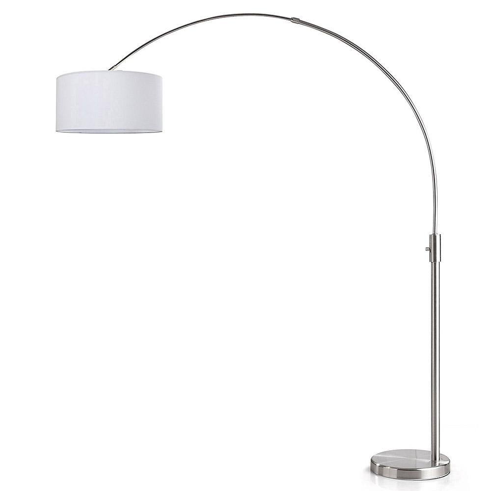 HOMEGLAM Orbita 82 in. Brushed Nickel Finish Dimmable Retractable Arch