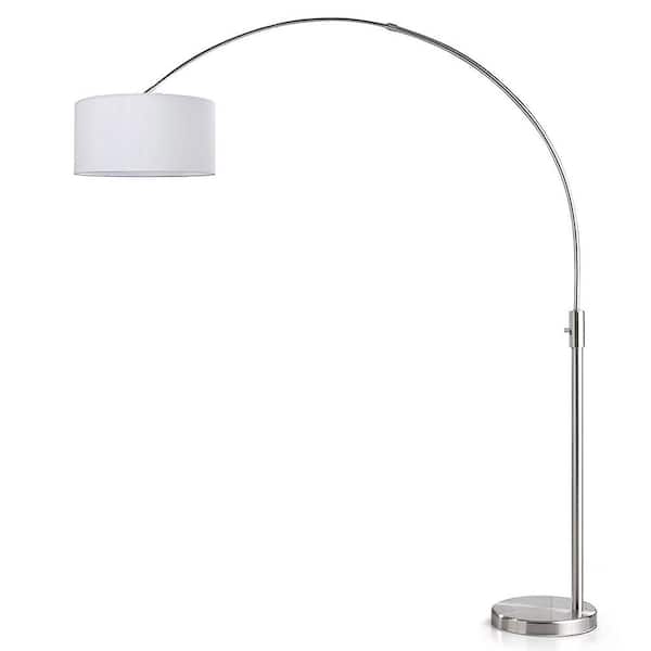 HomeGlam Orbita 82 in. Brushed Nickel Finish Dimmable Retractable Arch ...