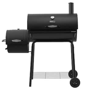SKONYON Classic Charcoal Grill in Black with Offset Smoker