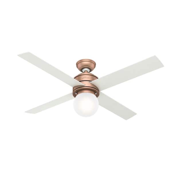 Hunter Hepburn 52 in. LED Indoor Satin Copper Ceiling Fan with Light