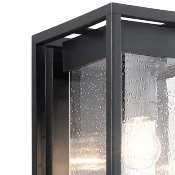 Mercer 18.75 in. 1-Light Black Outdoor Hardwired Wall Lantern Sconce with No Bulbs Included (1-Pack)
