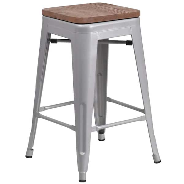 Flash Furniture 24 in. Silver Bar Stool