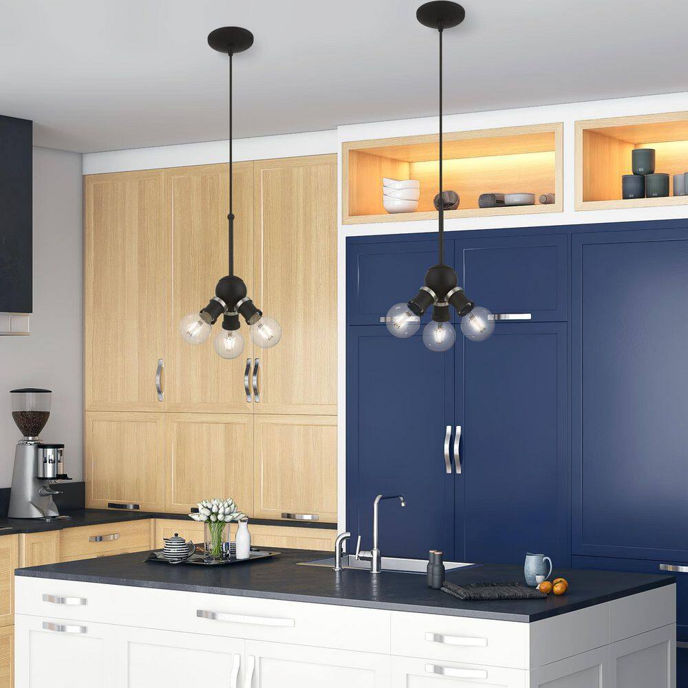 Lansdale 3-Light Black and Brushed Nickel Indoor/Outdoor Pendant