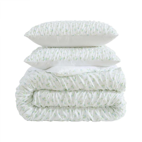 Laura Ashley Rosebuddies Reversible 2-Piece Light Blue Microfiber