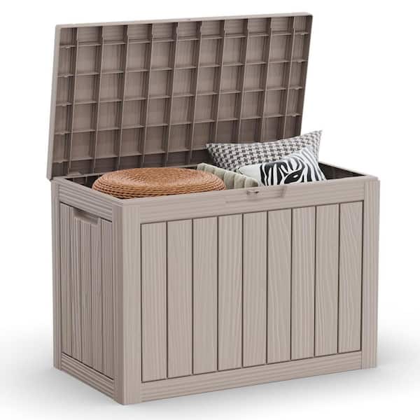45 Gal. Light Brown Waterproof Resin Outdoor Storage Deck Box with Lockable Lid (30.75in. W x 17.13in. D x 21.85in. H)