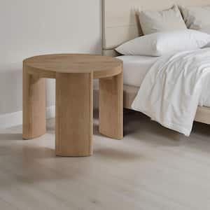 Timore 20 in. Oak Brown Round Wood Top End Table with Plinth Base