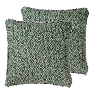 Vista 2-Piece Green, Beige Diamond/Lattice Quilted Cotton Euro Sham (Set of 2)