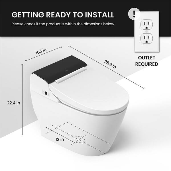 VOVO Stylement Tankless Smart Bidet Toilet in White - UV LED, Auto Flush, Heated Seat