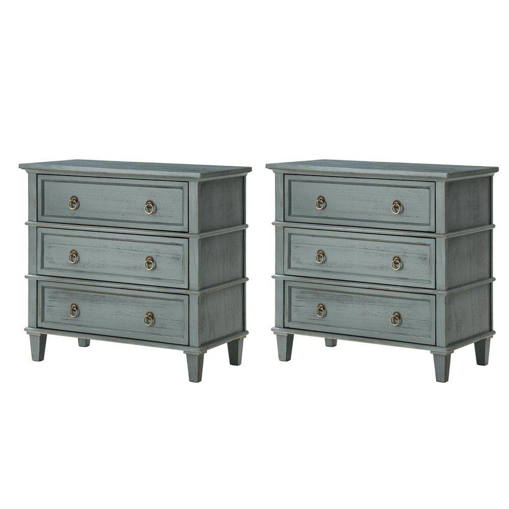 Olinto Walnut 3-Drawer 28 in. W Nightstand (Set of 2) - thumbnail 8