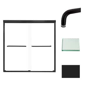 Cara 59 in. W x 60 in. H Sliding Semi-Frameless Shower Door in Matte Black with Clear Glass