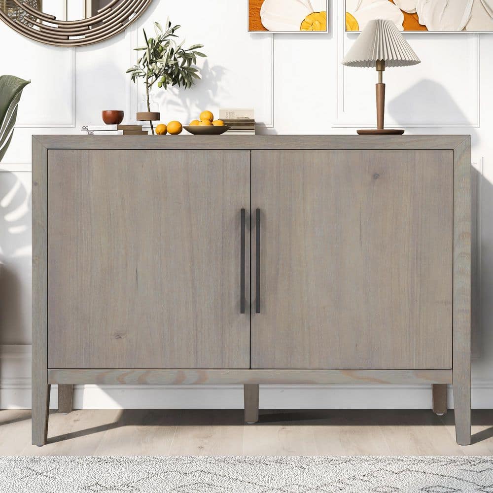 Gray 33.60 in.H Storage Cabinet with Adjustable Feet, Metal Handles,Pine Veneer and 2 Doors price history on PriceWatchPro