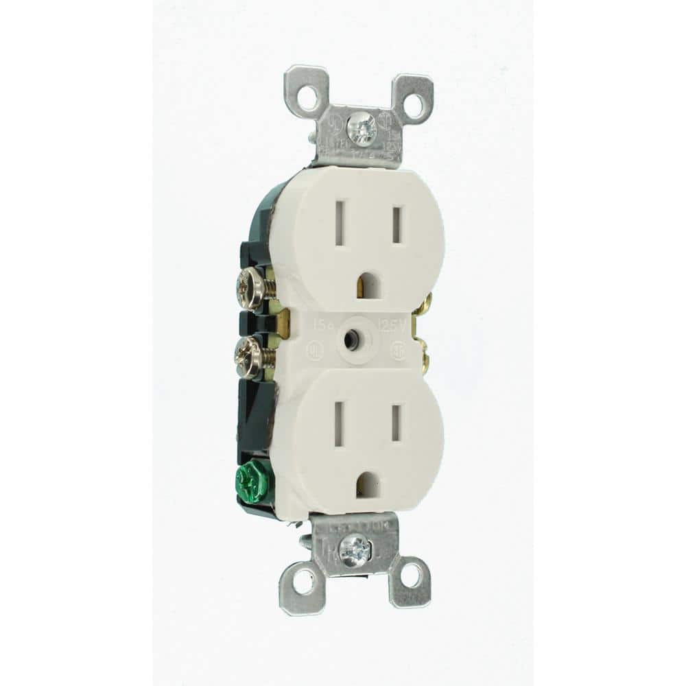 White Tamper Resistant Duplex Receptacle with Wall Plate