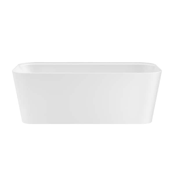 Barclay Products Tambora 66.75 in. x 31.62 in. Soaking Bathtub with Center Drain in Matte White/Polished Brass with 7 in. Deck Holes