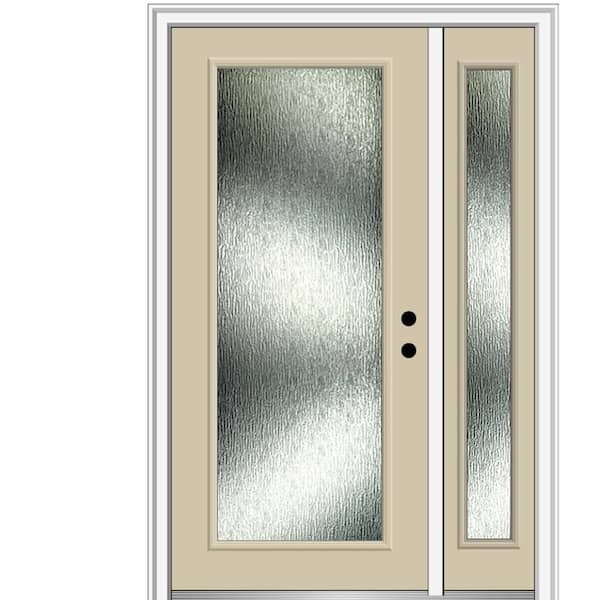MMI Door 48 in. x 80 in. Left-Hand Inswing Rain Glass Wicker Fiberglass Prehung Front Door on 4-9/16 in. Frame