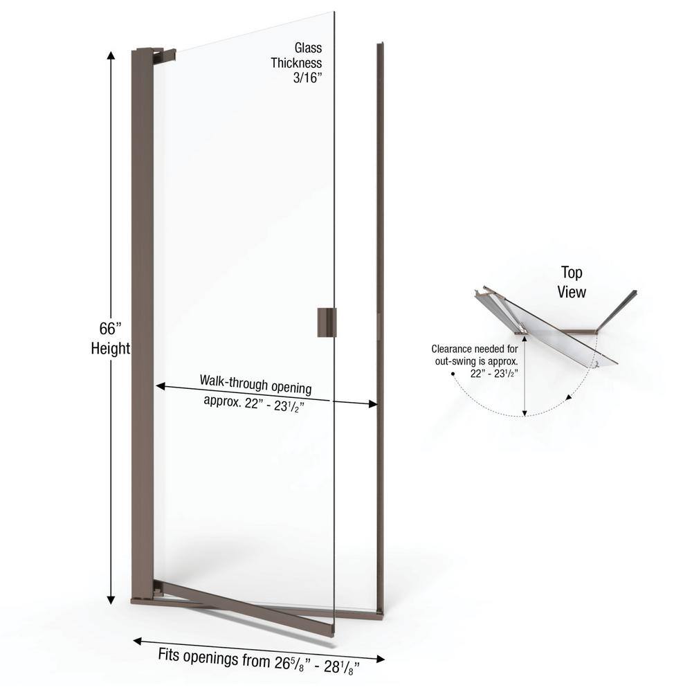 Armon Oil Rubbed Bronze Clear Glass Semi-Frameless Pivot Shower Door