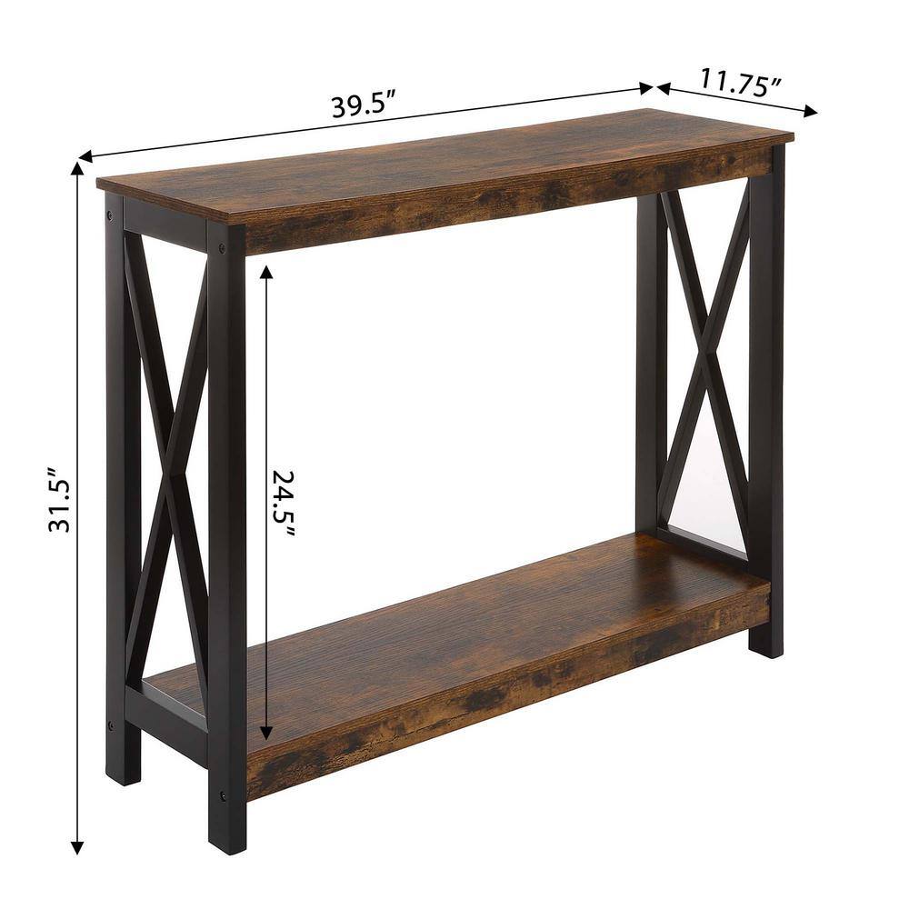 Oxford Barnwood & Black Metal Console Table with Open Shelving