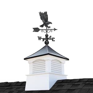 Coventry 26in. x 26in. Square x 61in. High Vinyl Cupola with Black Aluminum Roof and Black Aluminum Eagle Weathervane